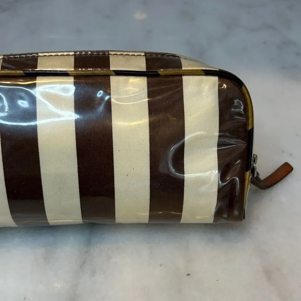 Kate Spade Striped Travel Cosmetic Case Pouch Clutch